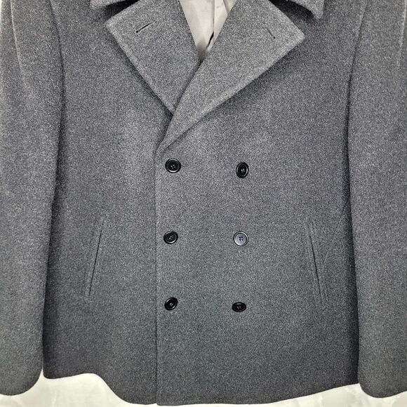 John Varvatos Gray Wool Blend Peacoat Size 48R - Picture 3 of 10